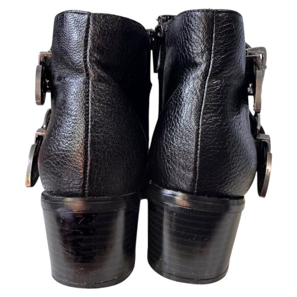 Urban Outfitters‎ Talia Black Leather Buckle Side Zip Ankle Bootie Womans Size 9 - Picture 6 of 8
